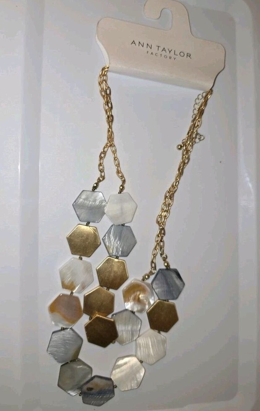 Ann Taylor Factory Hexagon Shell Necklace NWT